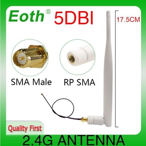 2.4GHz 5dBi antenna WiFi RP-SMA Male 2.4G Antenne white Aerial antena Router +21cm PCI U.FL IPX to SMA Male Pigtail Cable