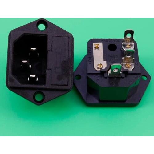 1PC 3-PIN IEC 320 C14 Male Power Cord Inlet Socket Receptacle Connector With Fuse Holder FOR Audio amp 250V 10A, Rohs,CCC,TUV,CE