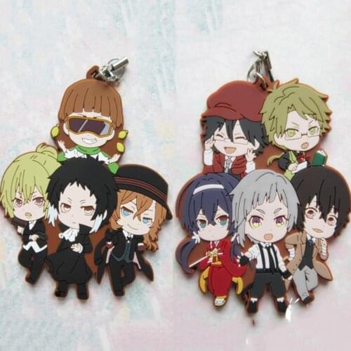 1pcs 8CM Anime Keychain Bungo Stray Dogs Literary Stray Dogs Atsushi Nakajima Ryunosuke Resin Rubber Keyring Keychain Pendant