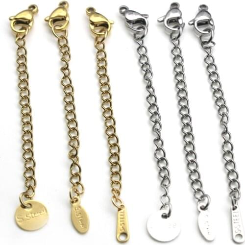 10pcs Necklace Extension Chain Lobster Clasps Connectors Bracelet Extended Chains Tail Extender For DIY Jewelry Making Findings