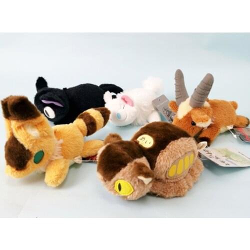 10/Lot Kikis Delivery Service JIJI Cat Spirited Away Totoro Cat Bus Mononoke Fox Lili 17CM Plush Keychain for Christmas Gifts