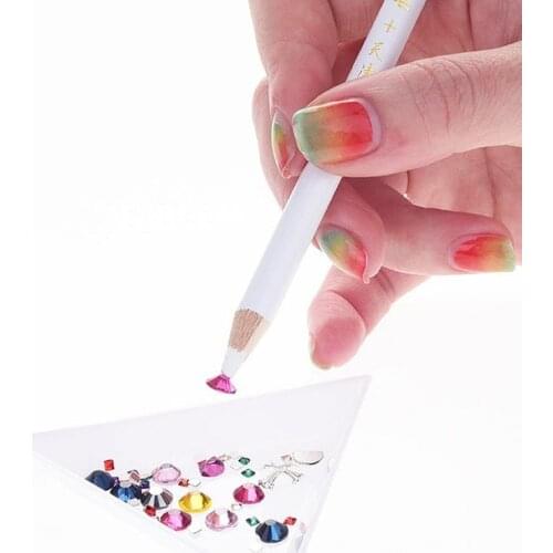 2PCS DIY Rhinestones Nail Art Decoration Original Wood Dotting Tools Pencil Pen Picker Crystal Pickup Pens Manicure Tools