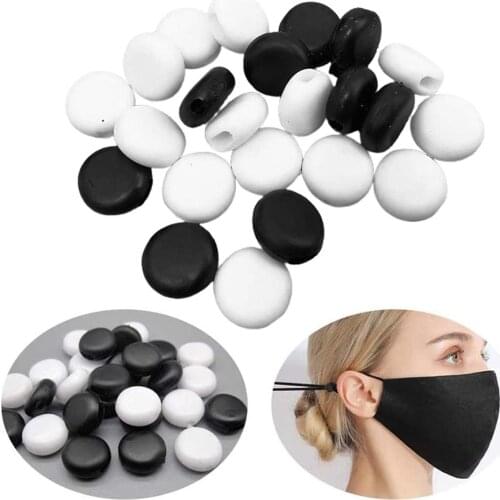 200Pcs Round Cord Locks Toggles for Drawstring Face Cover Ear Hook Elastic Band Anti-Slip Mask Ear Grip Extension Ear Care