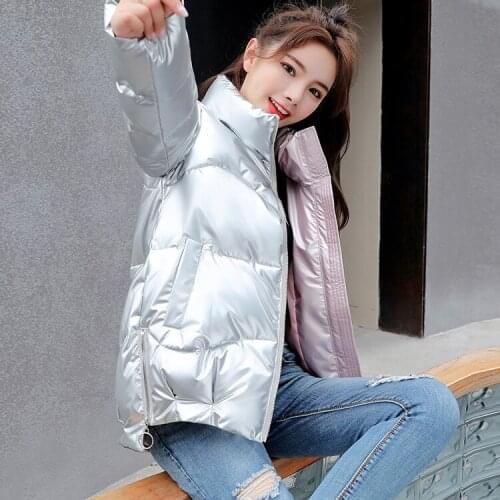 2020 Fashion Silver Winter Womens Jackets Padded Cotton Solid Color Female Thick Warm Outwear Coat Tops Plus Size Parkas Mujer