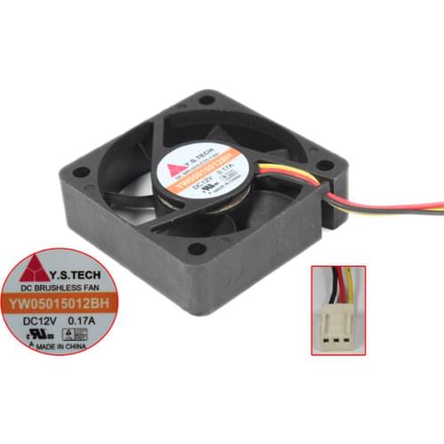 Y.S TECH YW05015012BH DC 12V 0.17A 50x50x15mm 3-wire Server Cooling Fan