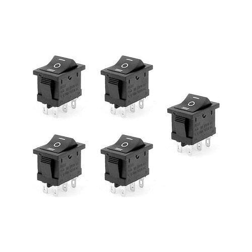 Free shipping!5 Pcs AC 6A/250V 10A/125V 6P DPDT O/F/O On-Off-On Button Boat Rocker Switch