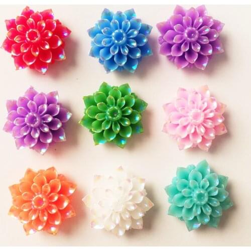 AB Resin Kawaii 20mm Candy-color Flower Flat back Cabochon Stone 20PCS Scrapbook DIY Decor Home Figurine Crafts OR28