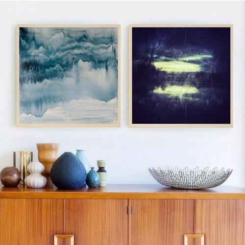 Abstract Landscape Print Art Modern Painting Contemporary Style Wall Design , Watercolor Canvas Art Ink Painting Modern Artwork