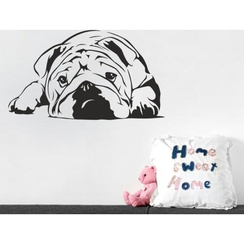 English Bulldog Dog Wall Sticker Pet Veterinary Grooming Salon Vinyl Wall Decals Art Mural Children Kids Room Home Decor Poster