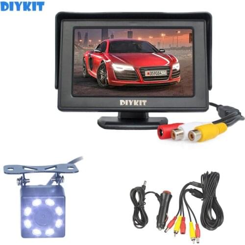 DIYKIT Wire 4.3" TFT LCD Backup Car Monitor HD 8 x LED Rear View Car Camera Kit Reversing Auto Parking Assistance System Kit