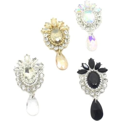 Boutique 5 pcs/set fashion handmade corsage water drop brooch Colorful color rhinestone crystal pendant wedding accessories