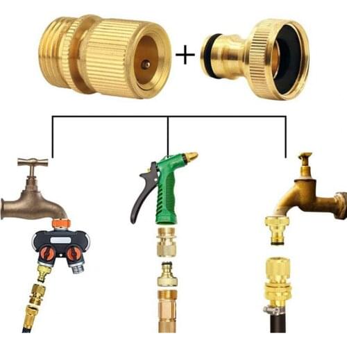 2Pcs 3/4" Quick Swivel Hose Connectors Copper Male Female Brass Hose Connector for Garden Watering Irrigation Hose Adapter