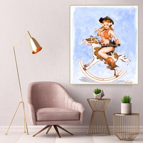 Citon Pin-Up Girls Sex Beauty Woman Canvas Art Poster Painting Artwork Picture Wall Decor Modern Home Living room Decoration