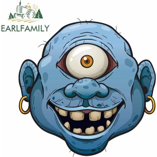 EARLFAMILY 13cm x 12.9cm for Monster Face Motorcycle Car Bumper Window Sticker Personality Creative Waterproof Car Styling Decal