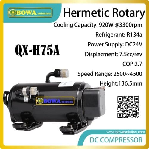 DC24V horizontal rotary compresssor suitable for cold cubic, freezer cubic or fridge boxes or other movable cooling storages