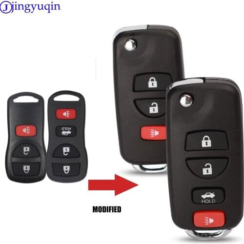 Jingyuqin Modified 3/4 Buttons Remote Folding Car Key Shell For Nissan Infiniti Xterra Frontier Muranon PATHFINDER TITAN