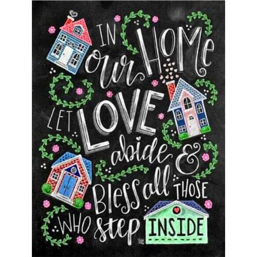 JMINE Div 5D Chalkboard Blackboard House Flower Leaves Full Diamond Painting kits art Scenic 3D paint by diamonds