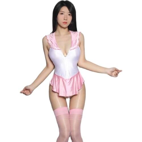 Kawaii Student Uniform Backless Bodysuit Japanese Sukumizu Body Shaping Tights Bodystocking Sexy Hot Erotic Lingerie Cosplay Top