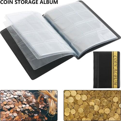 Leather Coin Album Collecting Money Organizer 10 Pages 120 Pockets Coins Badges Collection Album Book for Collector Coin Holder