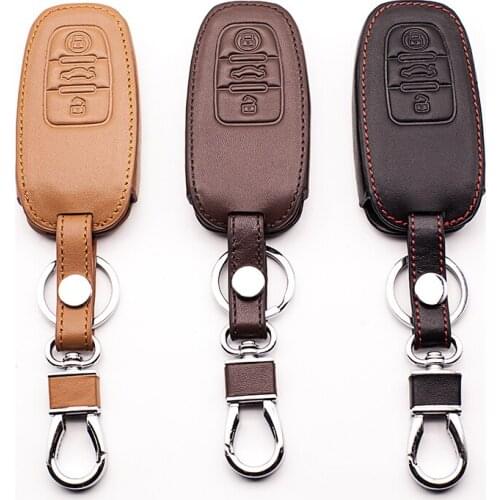 3 button leather key cover for Audi B6 B7 B8 A4 A5 A6 A7 A8 Q5 Q7 R8 TT s5 S6 S7 S8 Q5 Q7 Key cases car keys accessories shell