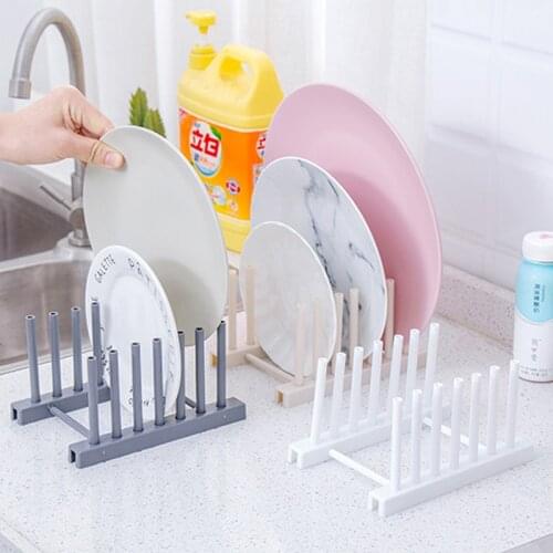 Kitchen Dish Drain Rack Plate Drying Shelf Plastic Book Cups Display Stand Pot Lid Cover Holder Dish Organizer Drainer Holder