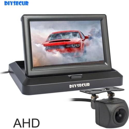 DIYSECUR 5" 1024x600 Foldabel IPS AHD Car Monitor 1280x720P HD 170 Degree Starlight Night Vision Backup Camera Vehicle Reverse