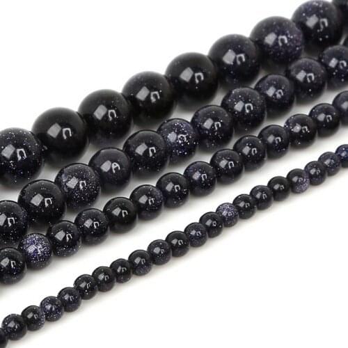 New Arrival Pick Size 4mm 6mm 8mm 10mm Blue Sand Round Stone Beads Synthetise Dyed 15'' For DIY Bracelet Necklace Jewelry Making