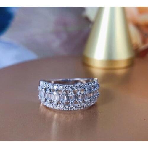 New Trend Round Row Rings Luxury Inlay AAA Crystal Zircon Elegant Bridal Jewelry For Women Wedding Engagement Best Birthday Gift