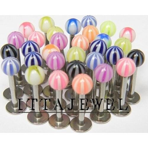 Wholesale 100pcs 16g UV Ball Labret Lip Monroe Rings Chin Tragus Bars,Body Jewelry,Piercing Jewellery