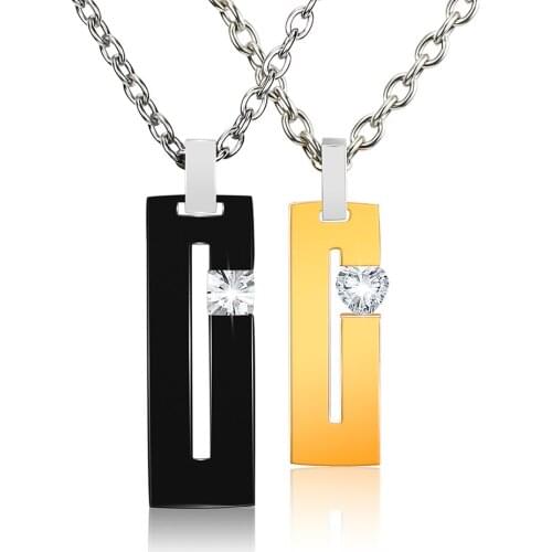 BOFEE Crystal Necklace Pendant Stainless Steel Long Chocker Black Handmade Chain Personalized Fashion Jewelry Gift Women Men