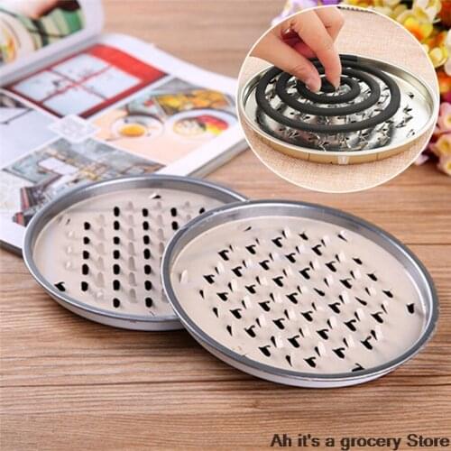 Mosquito Coil Holder Tray Frame Safe Metal Round Rack Plate Spiral Incense Insect Repellent 1 Pcs