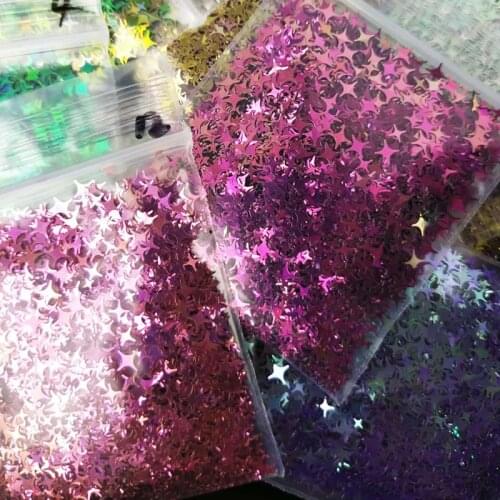 3 4 5mm Mixed Holographic 12 Colors Four Point Star Glitter Polyester Color Shift Glitter/Chameleon glitter mixes nail art- 100g