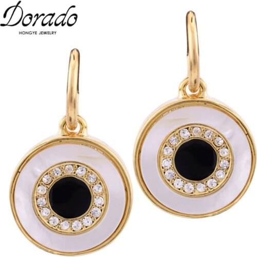 Resin Rhinestone Round Drop Earrings For Women Retro New Alloy Female Dangle Hanging Earring Fashion Ear Jewelry Brincos