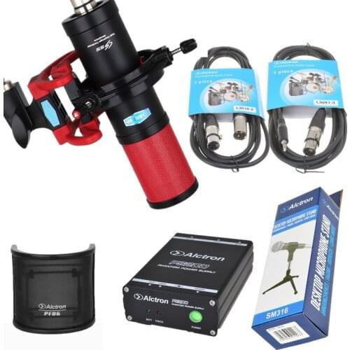 Hot Alctron CS55 large diaphragm condenser recording microphone + PS200 48V + SM316 power supply Cable tripod set for recording