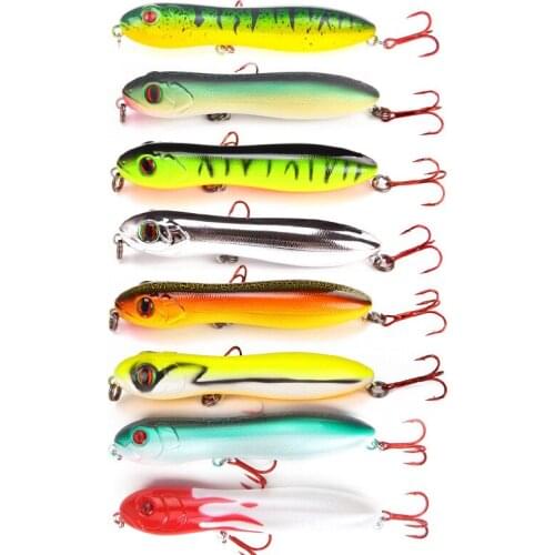 8pcs 10.5cm 16g Snake Head Pencil Bait Sea Fishing Lure 3D Eyes Plastic Wobbler Floating Crankbait with Artificial Hooks