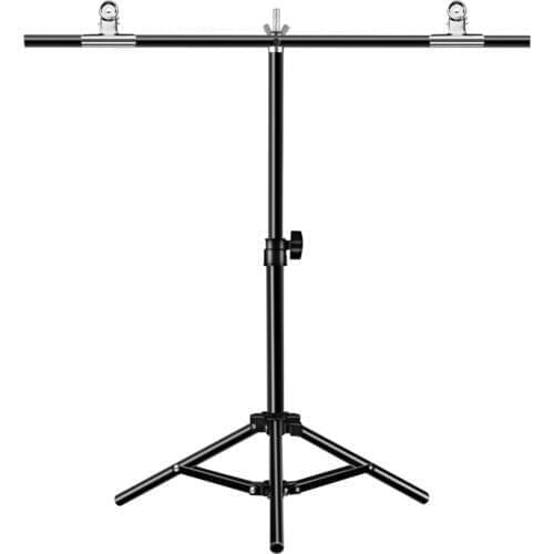 PULUZ 67cm T-Shape Telescopic Stretchable Photo S-tudio Background Support Stand Backdrop Crossbar Bracket with Clips