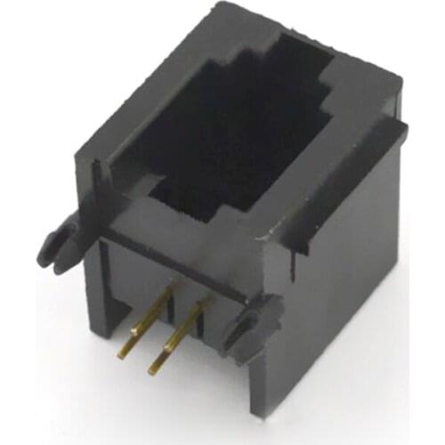 10pcs RJ11 Connector Female Telephone Socket Adapter 616pcb-4p4c Black Thick rj11 Socket Connector