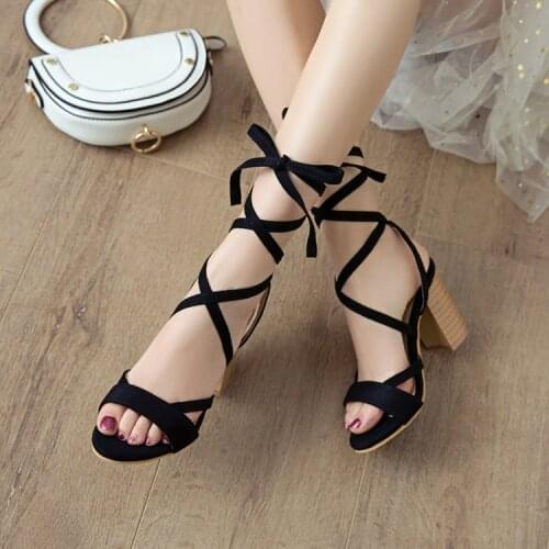 Big Size 11 12 13 14 15 16 17 18 19 high heels sandals women shoes woman summer ladies Cross-strapped open-toed sandals