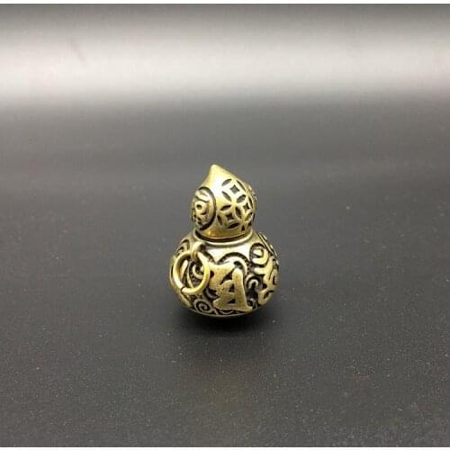 Collectable Chinese Brass Carved Cucurbit Gourd Exquisite Small Pendant Statues