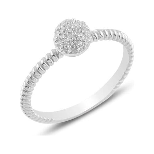 Silver 925 Sterling Half Ball Zircon Stone Ring