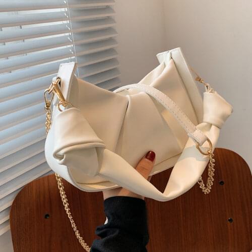 Shoulder Bag Female Underarm Pleated Bag Designer Handbag Purse Cloud Chain Women Bag Messenger Fashion 2021 PU Leather Zipper