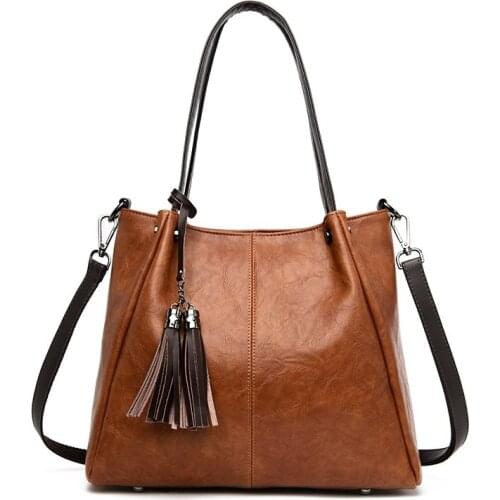 2019 New Women Leather Handbags High Quality Tassel Female Shoulder Crossbody Bags for Women Casual Tote Bag Vintage