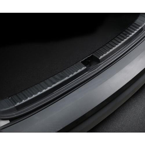 Carbon Fiber Printed Microfiber Leather Car Rear Trunk End Trim Bumper Protection Sticker Scratch Cover for Skoda Kodiaq Styling