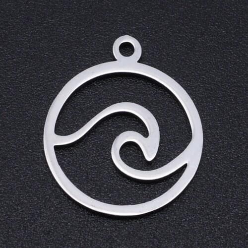 5pcs/lot 100% Stainless Steel Wave Charms Wholesale Accept OEM Order Never Tarnish Jewelry Making Charms Bracelets Pendants