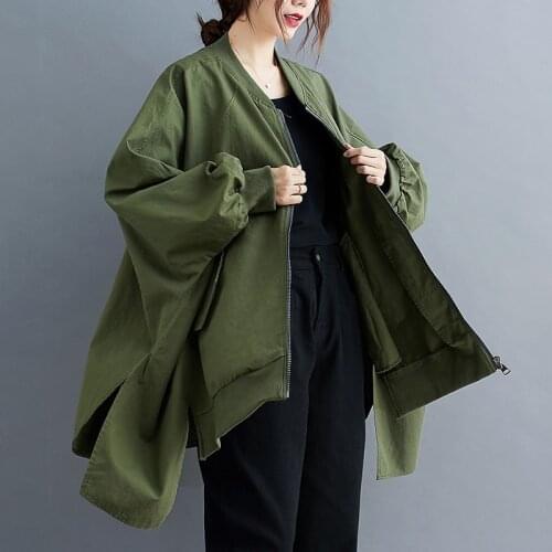 Women Jacket Plus Size Cardigan Basic Solid Batwing Sleeve Female Coat Spring Autumn New Vintage Korean Irregular Casual Outwear