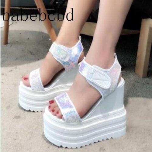 Fish mouth muffin bottom Womens shoes Summer new of the wild increase sneakers Roman slope with thick sandals