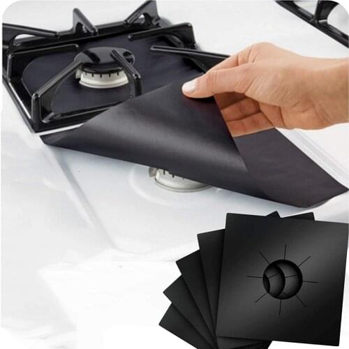 1/4PC Stove Protector Cover Liner Gas Stove Protector Gas Stove Clean Mat Pad Burner Protector Kitchen Reusable Accessories