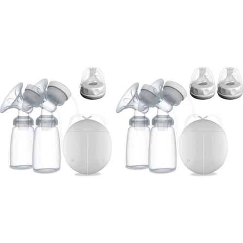 1Set Bilateral Electric Breast Pump With Milk Bottle USB Cable PP BPA free Powerful Intelligent Baby Breast Feeding