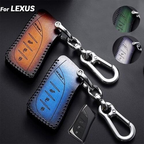 1 Pcs Genuine Leather 3 Buttons Car Smart Remote Key Holder Cover Case Bag With Keychain For LEXUS ES UX LS NX NE