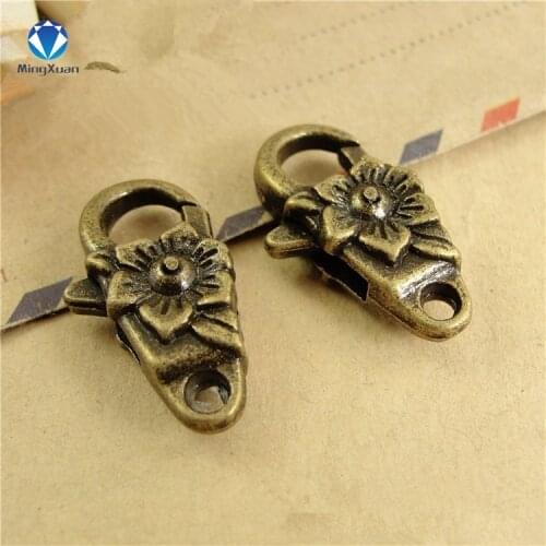 10pcs/lot Antique Silver Flower Lobster Clasp Hooks For Necklace Bracelet Chain DIY Jewelry Accessory Findings 24*13*8MM
